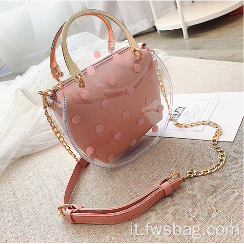 2022 Fashion Pink Candy Color Transparent Ladies Beach Jelly Bag Waterproof Women Set